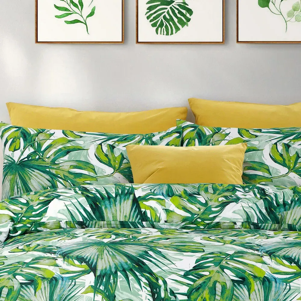 Velosso EasyCare Double Tropical Leaf Duvet Set - Green