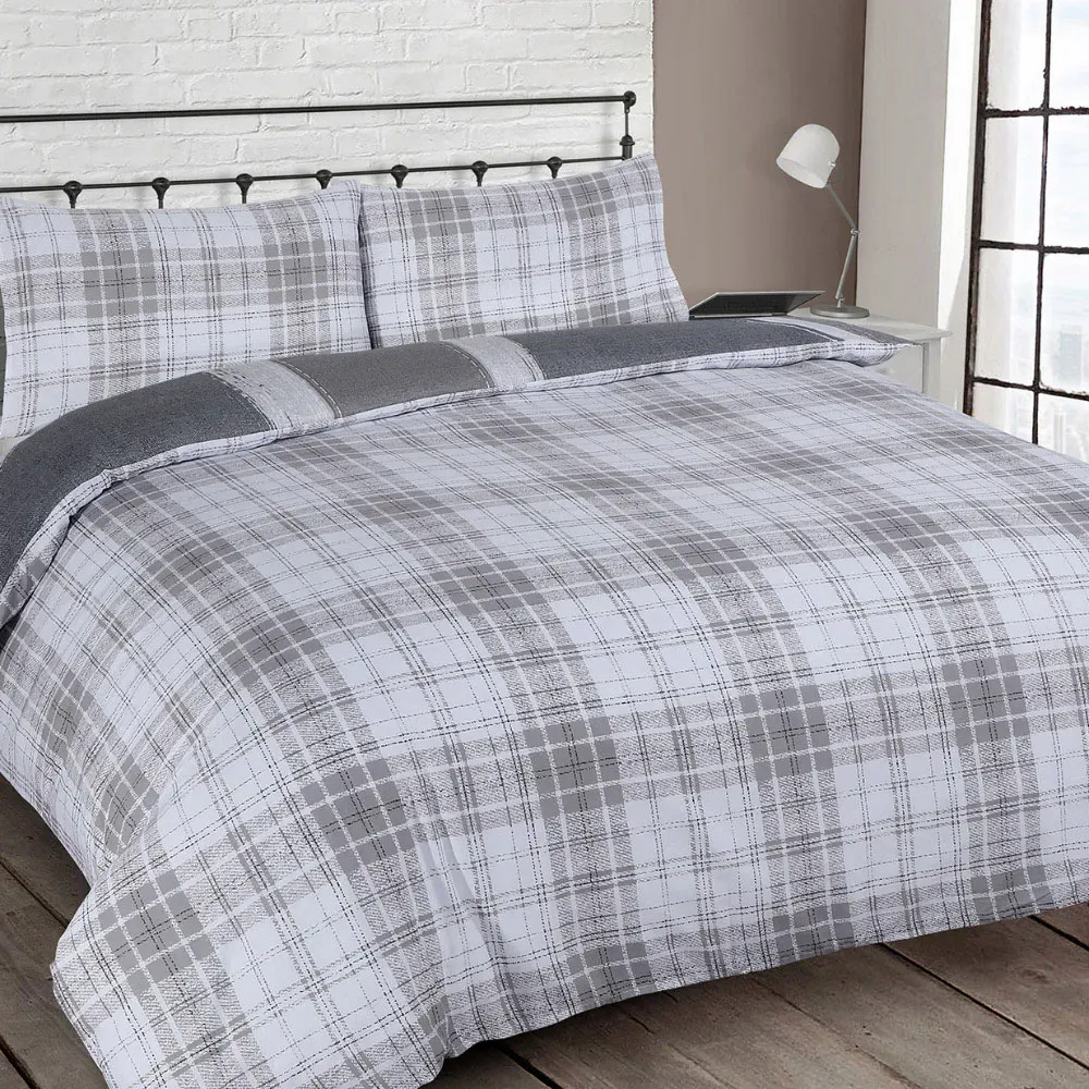 Velosso EasyCare Double Union Jack Reversible Duvet Set - Grey