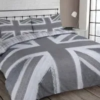 Velosso EasyCare Double Union Jack Reversible Duvet Set - Grey