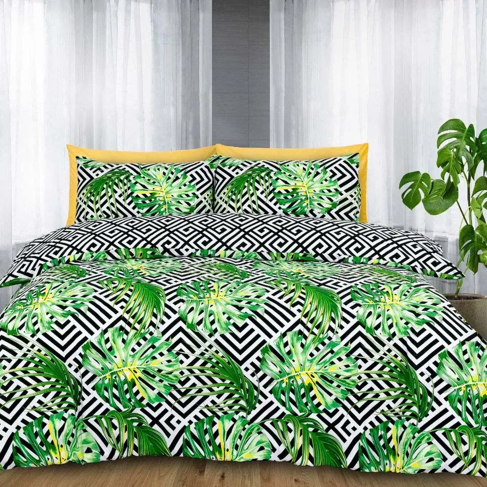 Velosso EasyCare King Size Ethnic Leaf Reversible Duvet Set - Multi