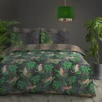 Velosso EasyCare King Size Leopard Jungle Reversible Duvet Set