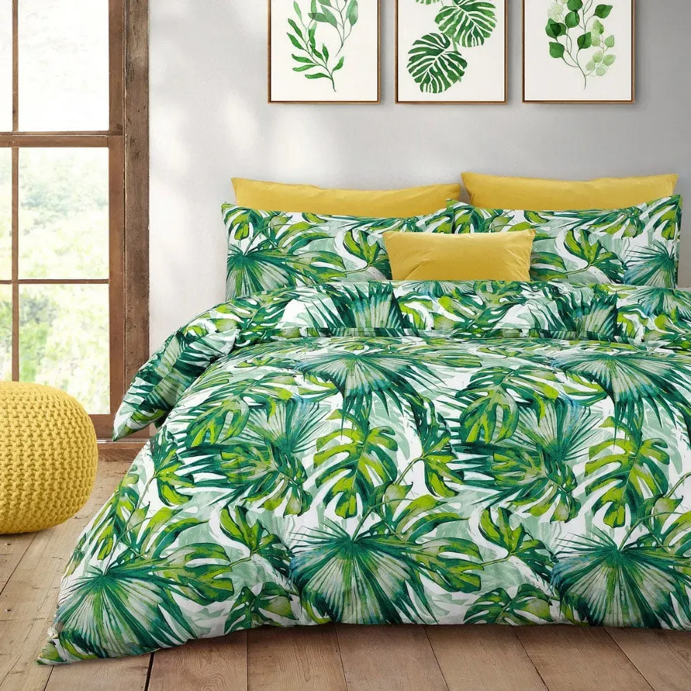 Velosso EasyCare King Size Tropical Leaf Duvet Set - Green