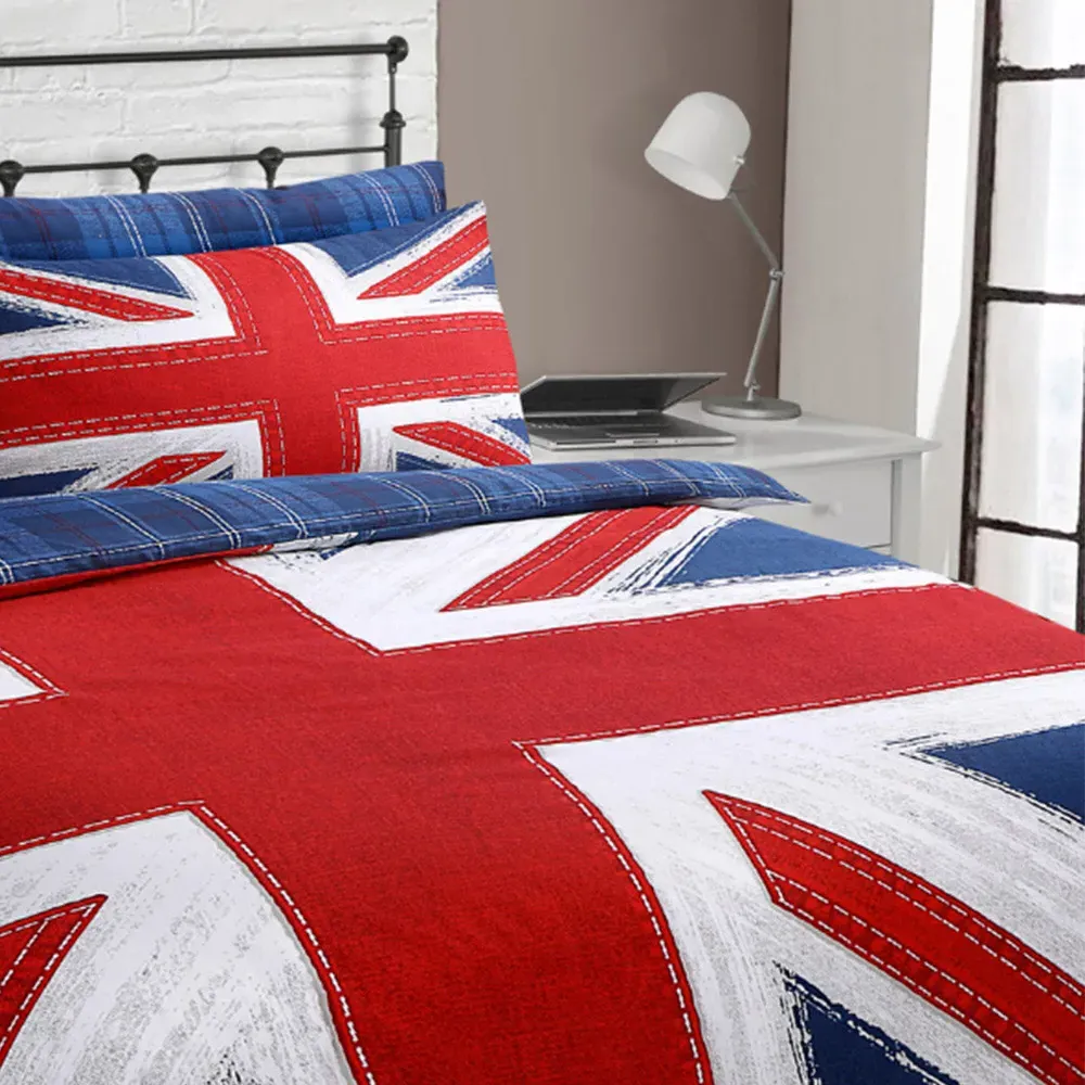 Velosso EasyCare King Size Union Jack Reversible Duvet Set - Blue