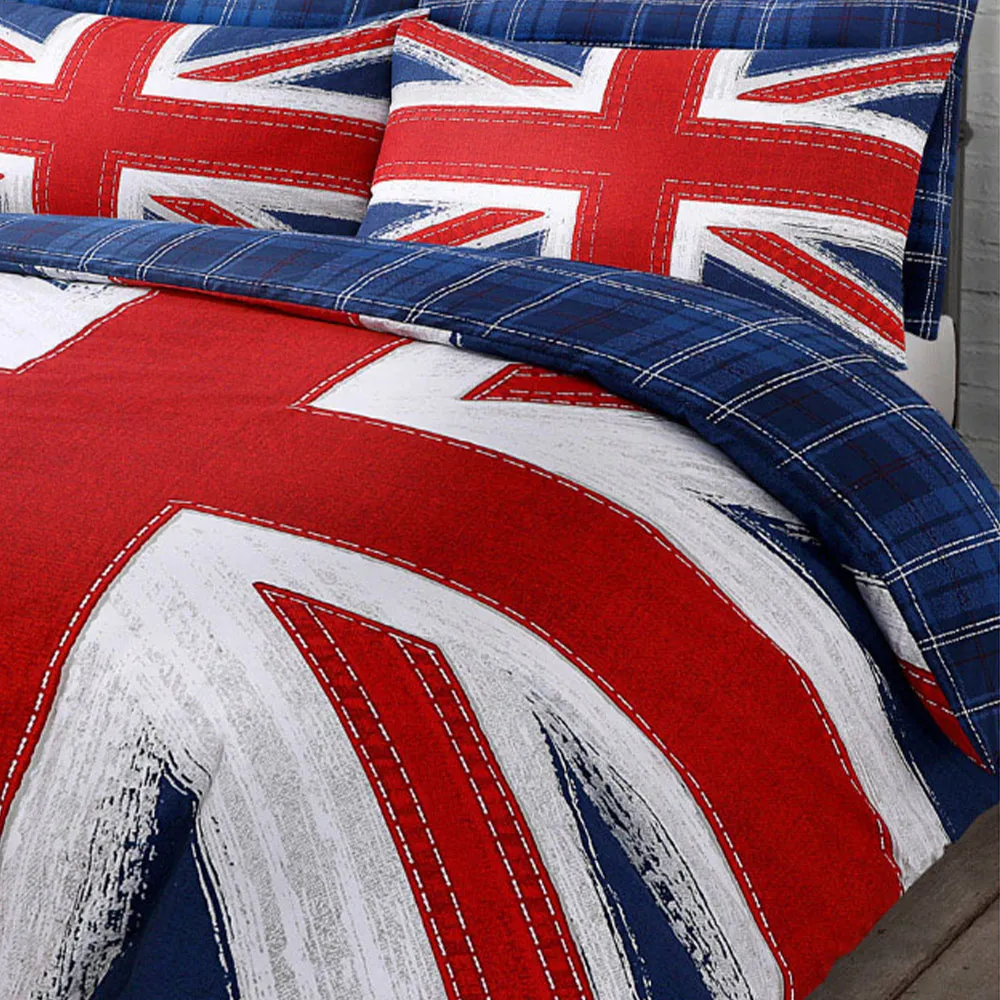 Velosso EasyCare King Size Union Jack Reversible Duvet Set - Blue