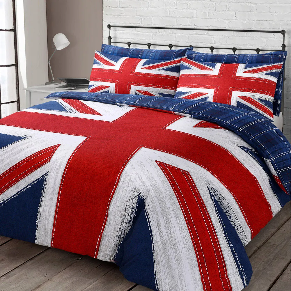 Velosso EasyCare King Size Union Jack Reversible Duvet Set - Blue