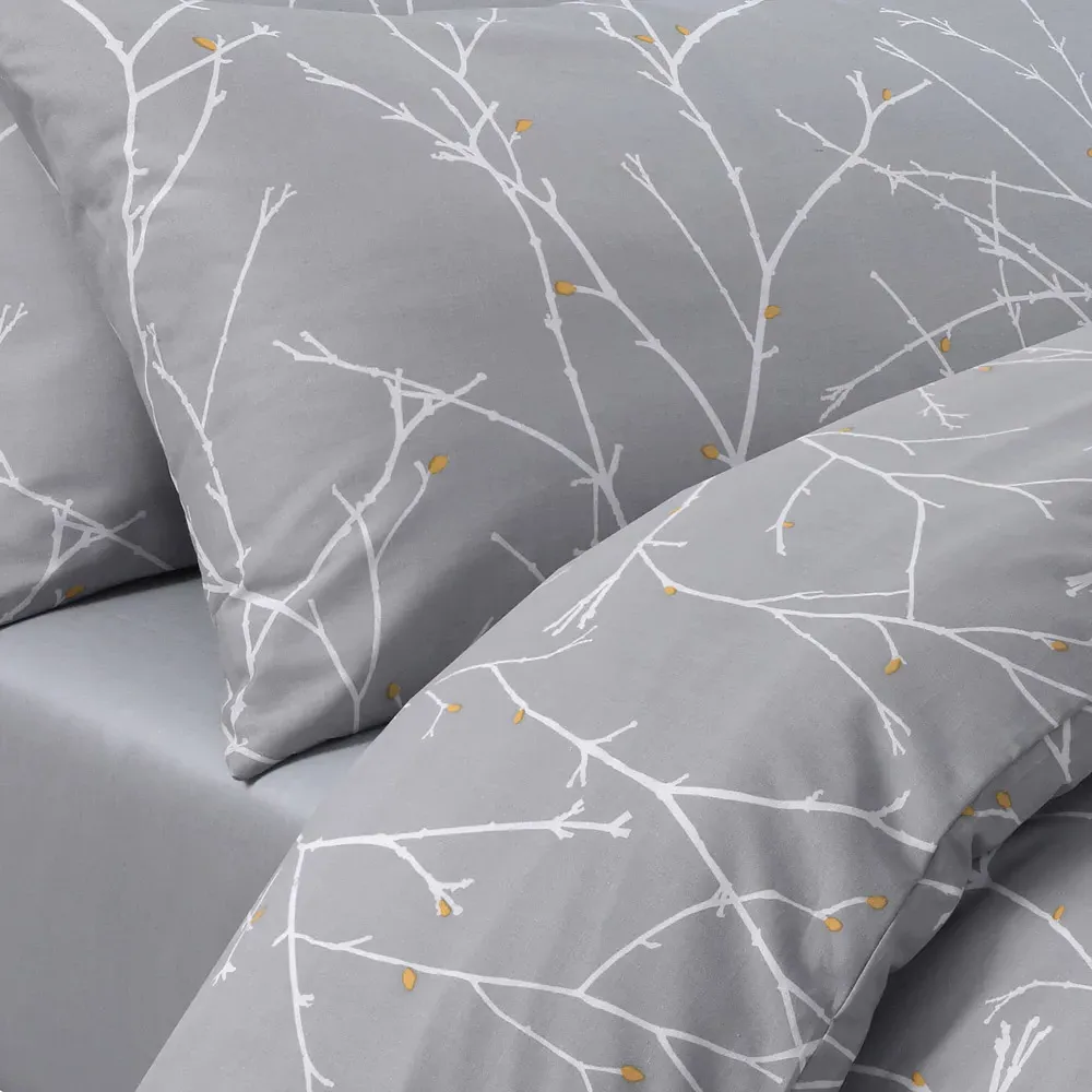 Velosso EasyCare Single Autumn Branches Duvet Set - Grey