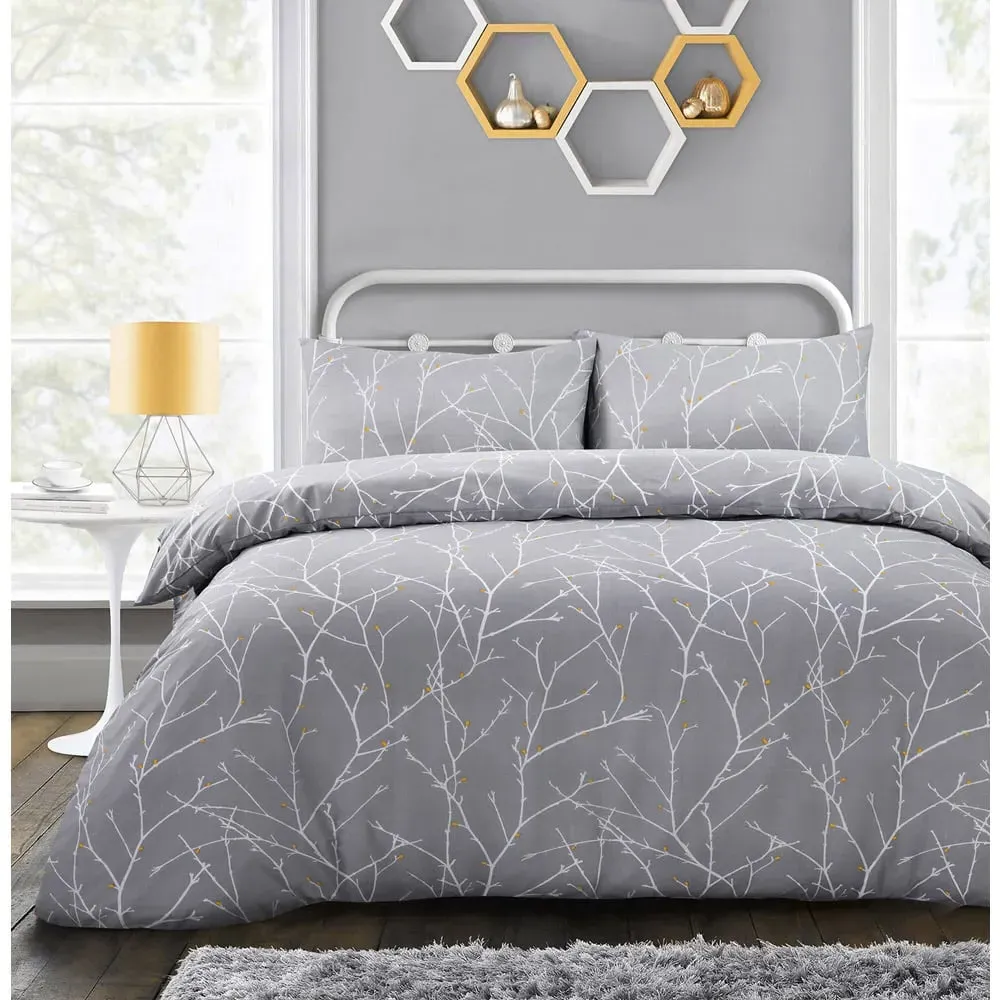Velosso EasyCare Single Autumn Branches Duvet Set - Grey image
