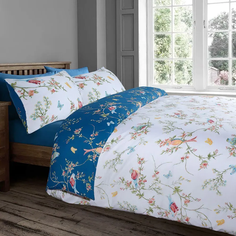 Velosso EasyCare Single Birds Floral Reversible Duvet Set - Blue