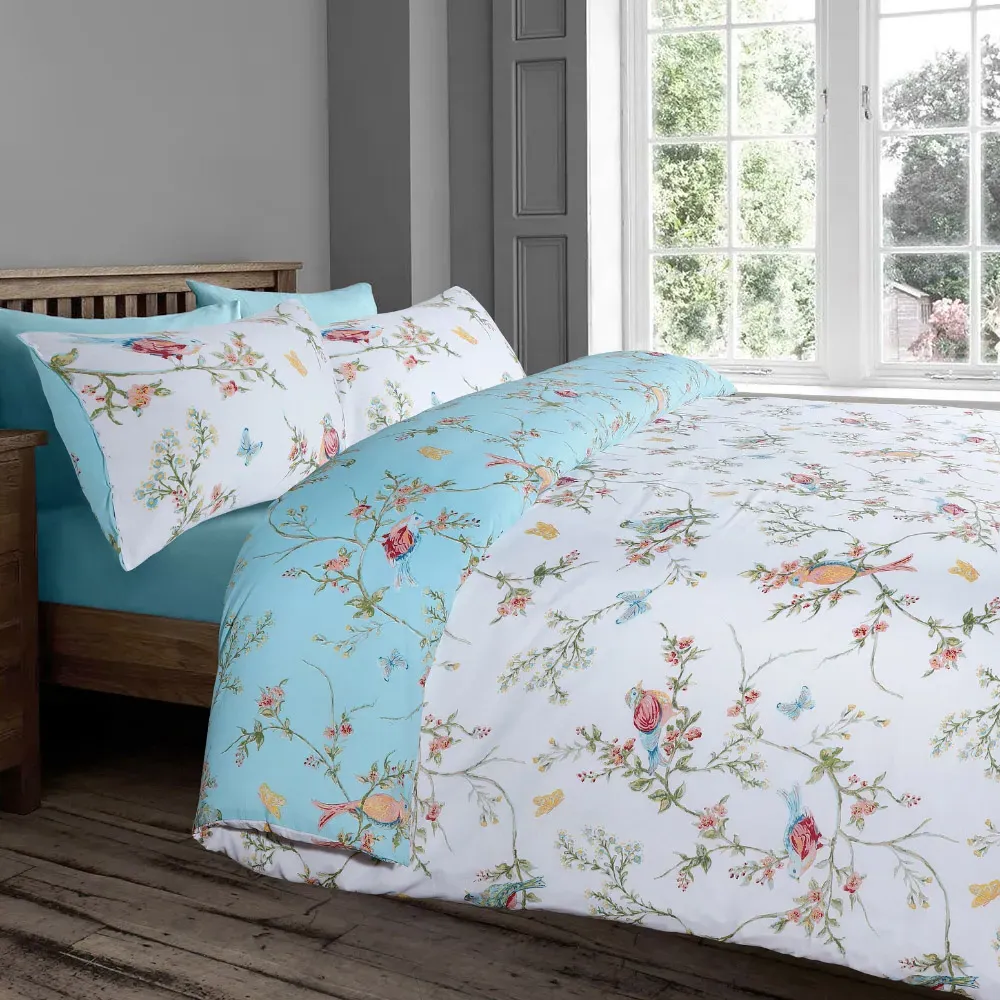 Velosso EasyCare Single Birds Floral Reversible Duvet Set - Green