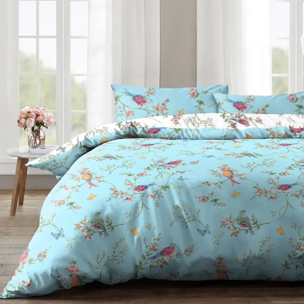 Velosso EasyCare Single Birds Floral Reversible Duvet Set - Green