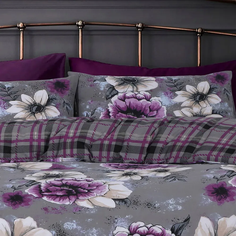 Velosso EasyCare Single Floral Reversible Duvet Set - Purple