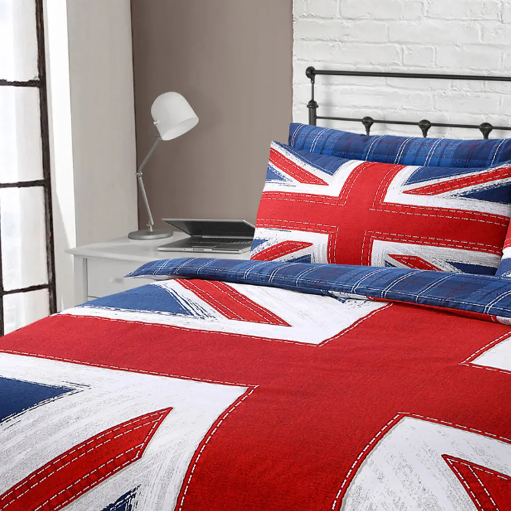 Velosso EasyCare Single Union Jack Reversible Duvet Set - Blue