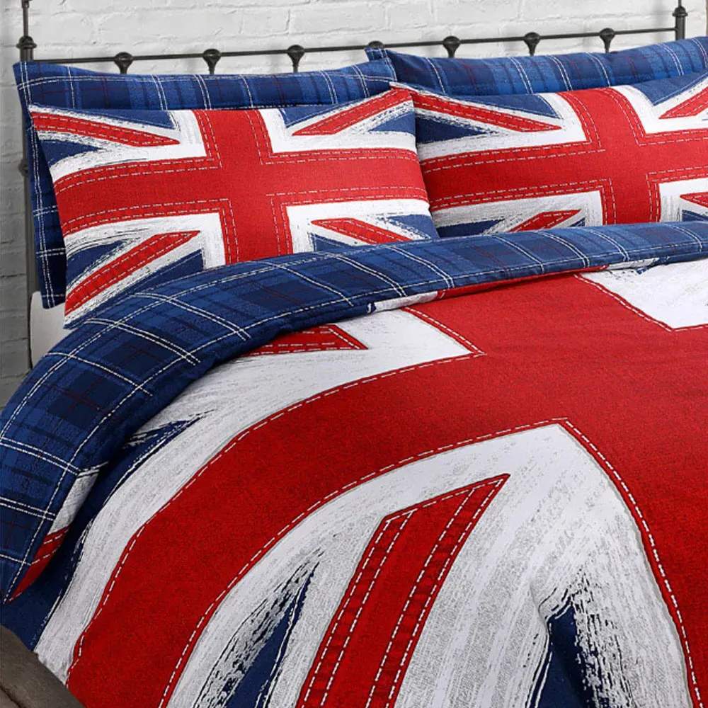 Velosso EasyCare Single Union Jack Reversible Duvet Set - Blue