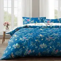 Velosso EasyCare Super King Floral Reversible Duvet Set - Blue