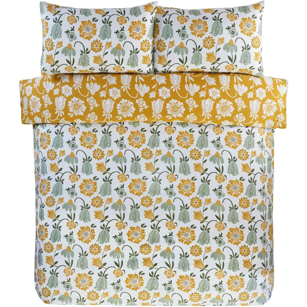 Victorian Bloom Double Duvet Cover Set - Green, Microfibre