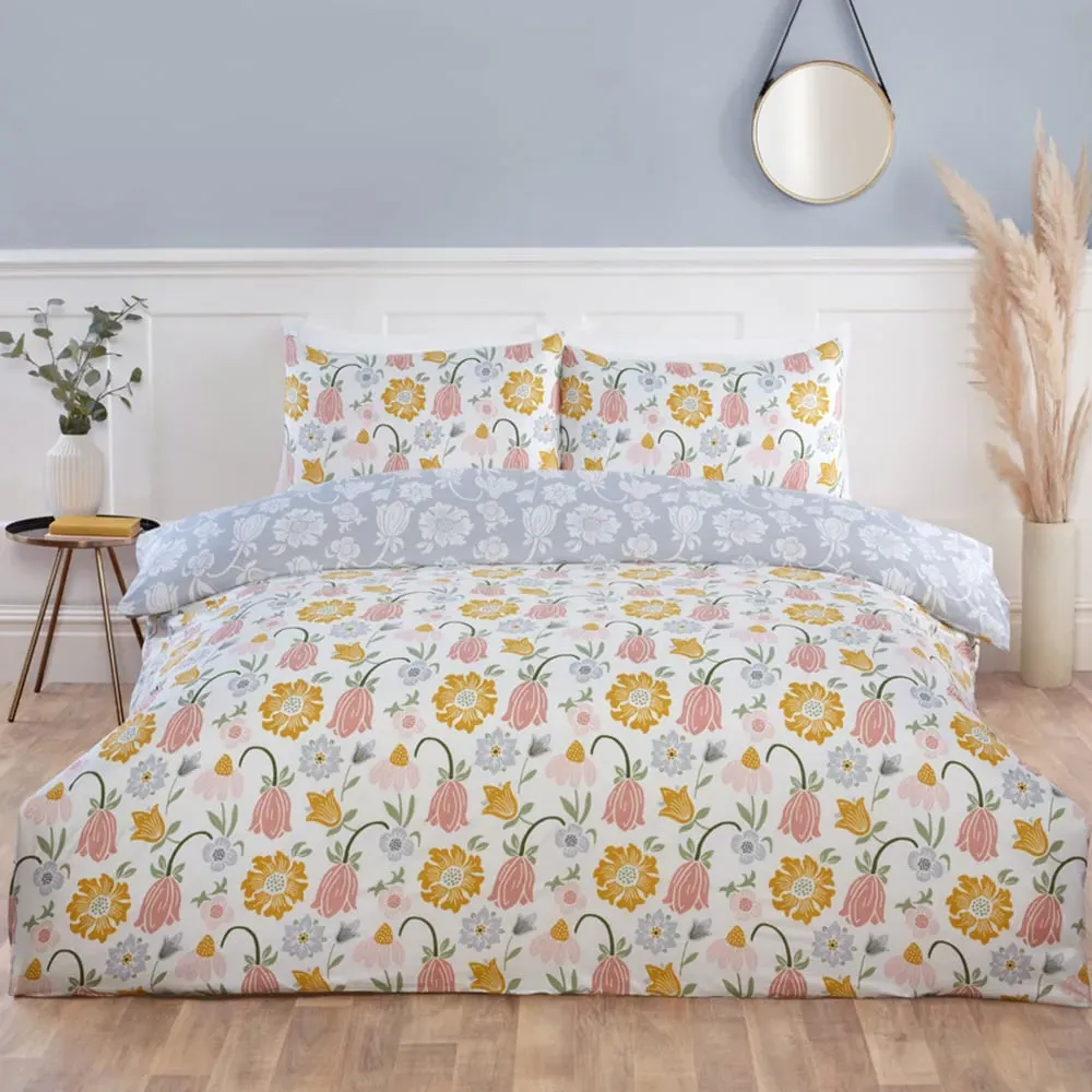 Victorian Bloom King Size Duvet Cover Set - Multi, Microfibre