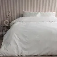 Waffle Stripe Super King Size Duvet Set - White, Cotton