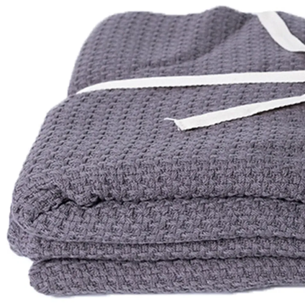 Waffle Throw 150 x 200cm - Charcoal, Cotton