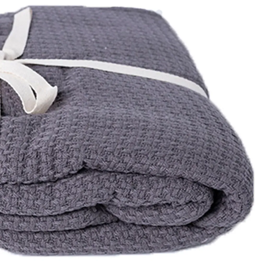 Waffle Throw 150 x 200cm - Charcoal, Cotton