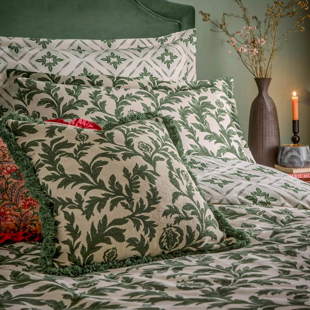 Hedera Double Duvet Set - Green, Cotton
