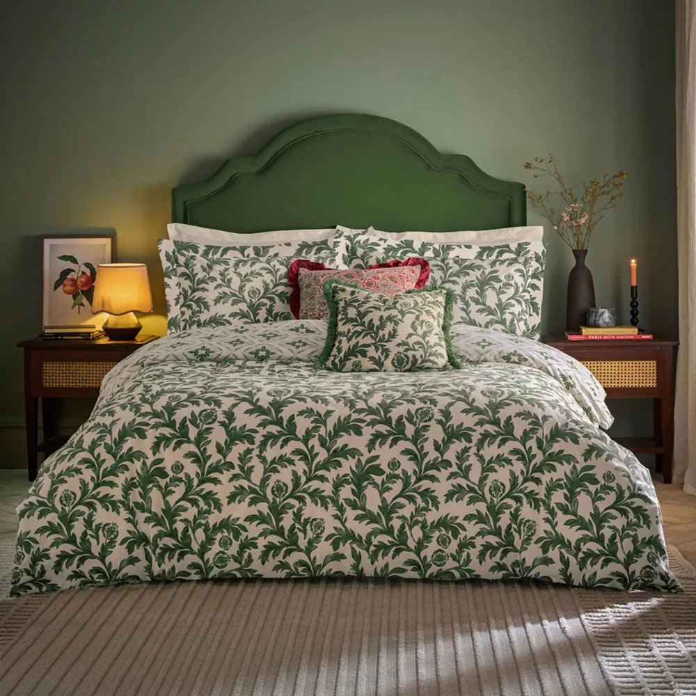 Hedera King Size Printed Duvet Set - Green image