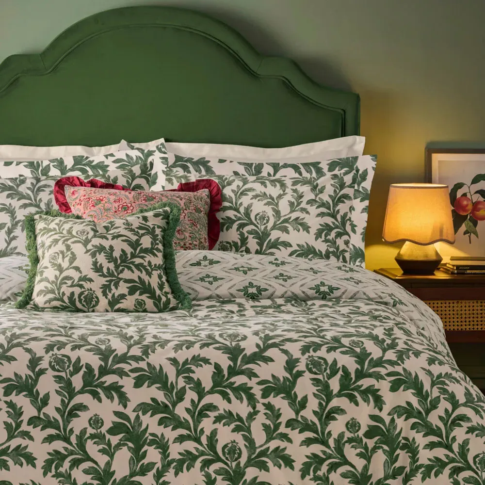 Hedera Single Duvet Set - Green, Cotton