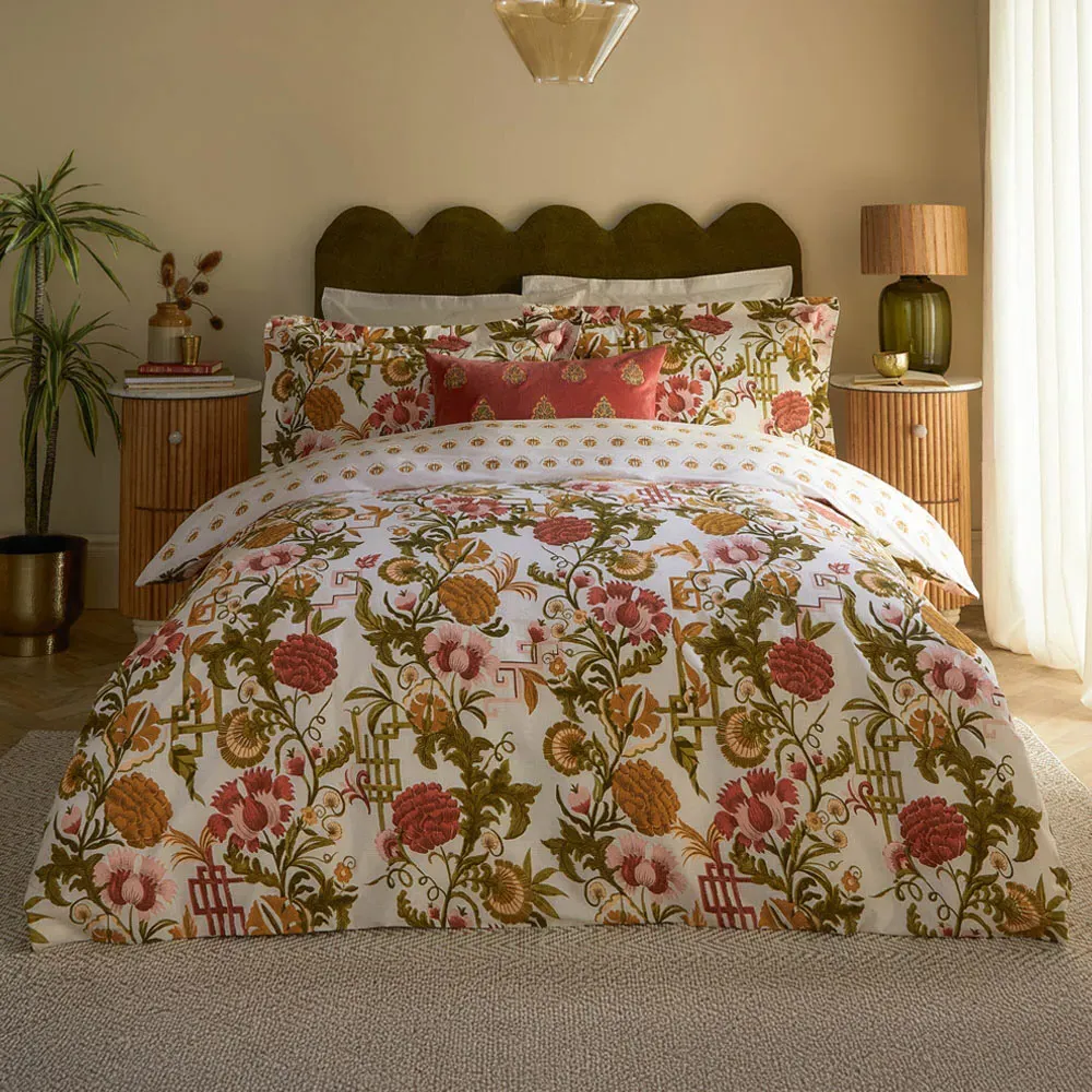 Ishana King Size Duvet Set Reversible - Russet, Cotton