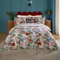 Ishana Single Reversible Floral Duvet Set - Red, Cotton