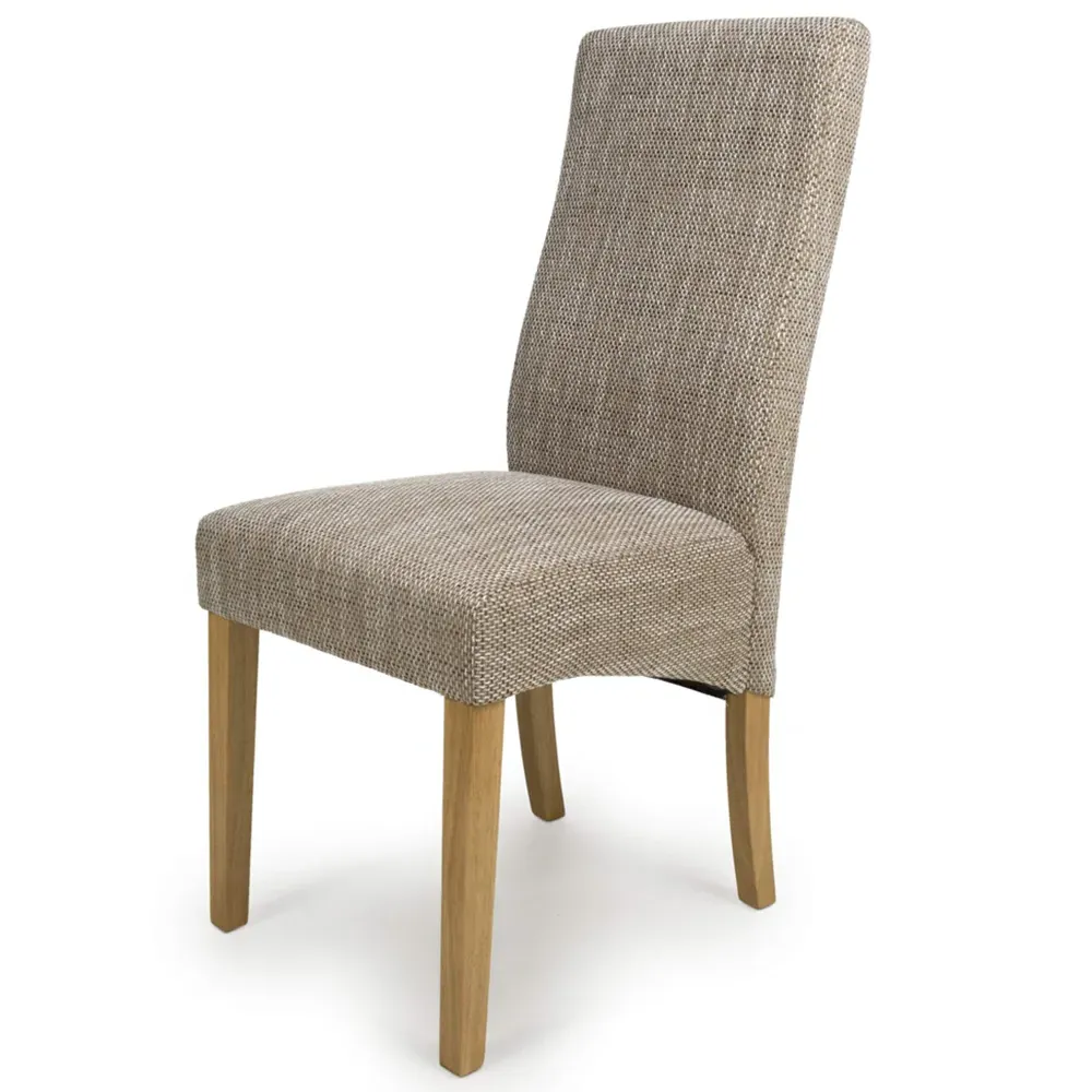 Bailey Set of 2 Wave-Back Dining Chairs - Oatmeal, Tweed