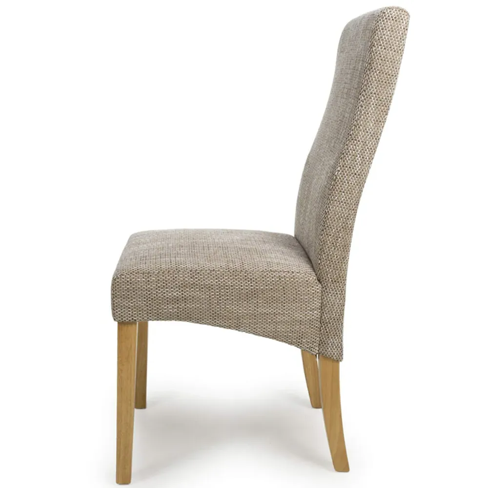 Bailey Set of 2 Wave-Back Dining Chairs - Oatmeal, Tweed