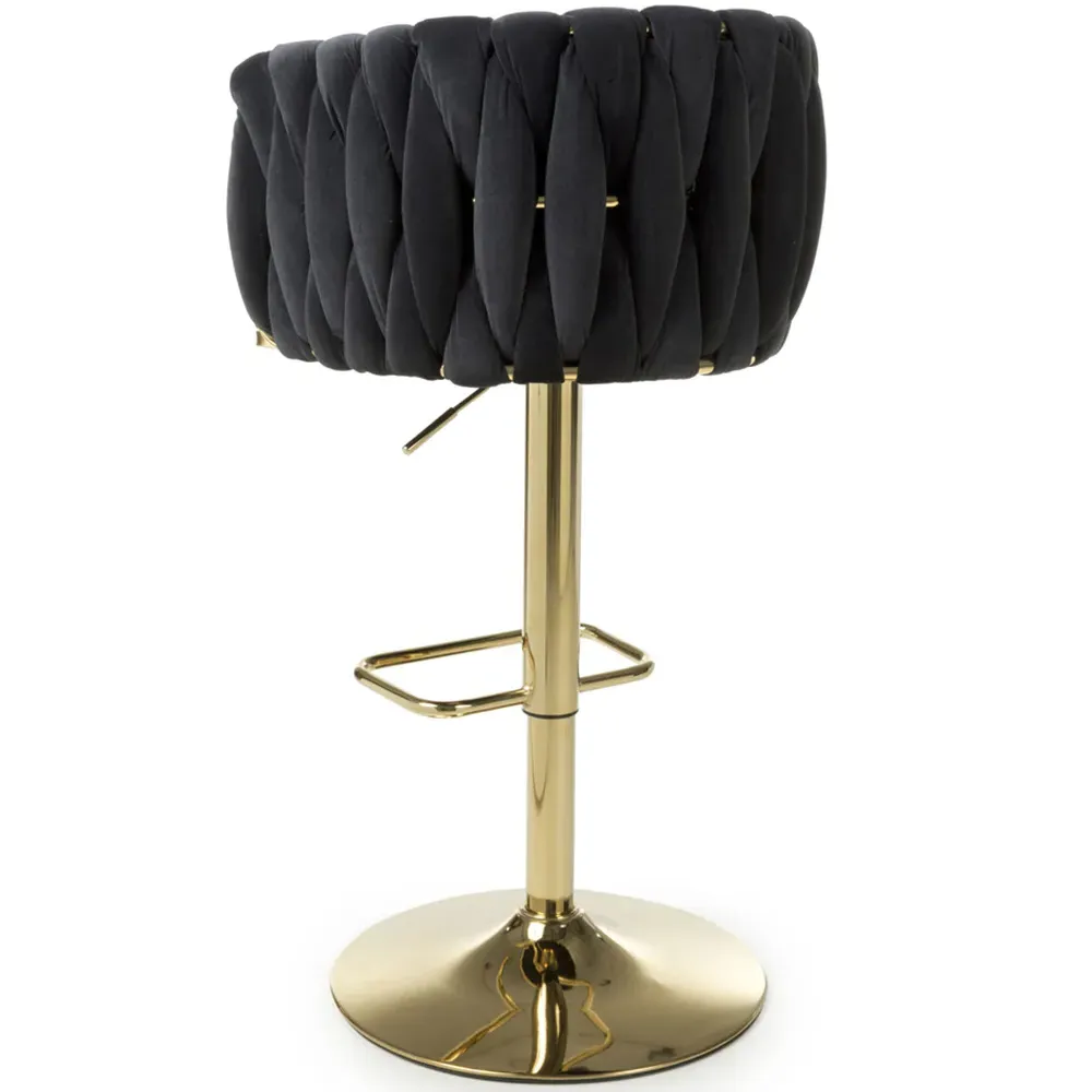 Bellaire Bar Stool with Armrests - Black, Velvet