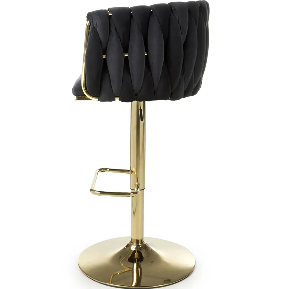 Bellaire Bar Stool with Armrests - Black, Velvet