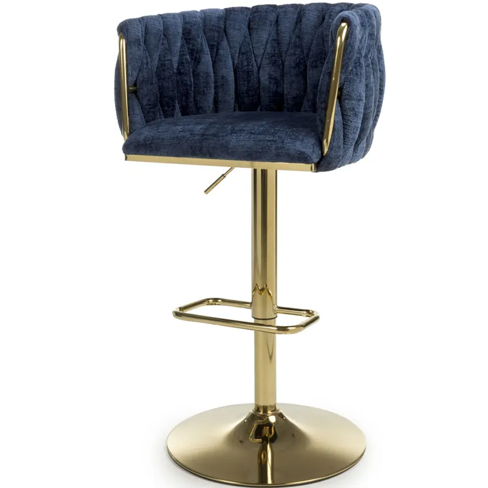 Bellaire Textured Bar Stool with Armrests - Blue