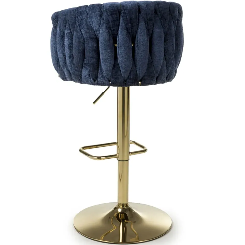 Bellaire Textured Bar Stool with Armrests - Blue