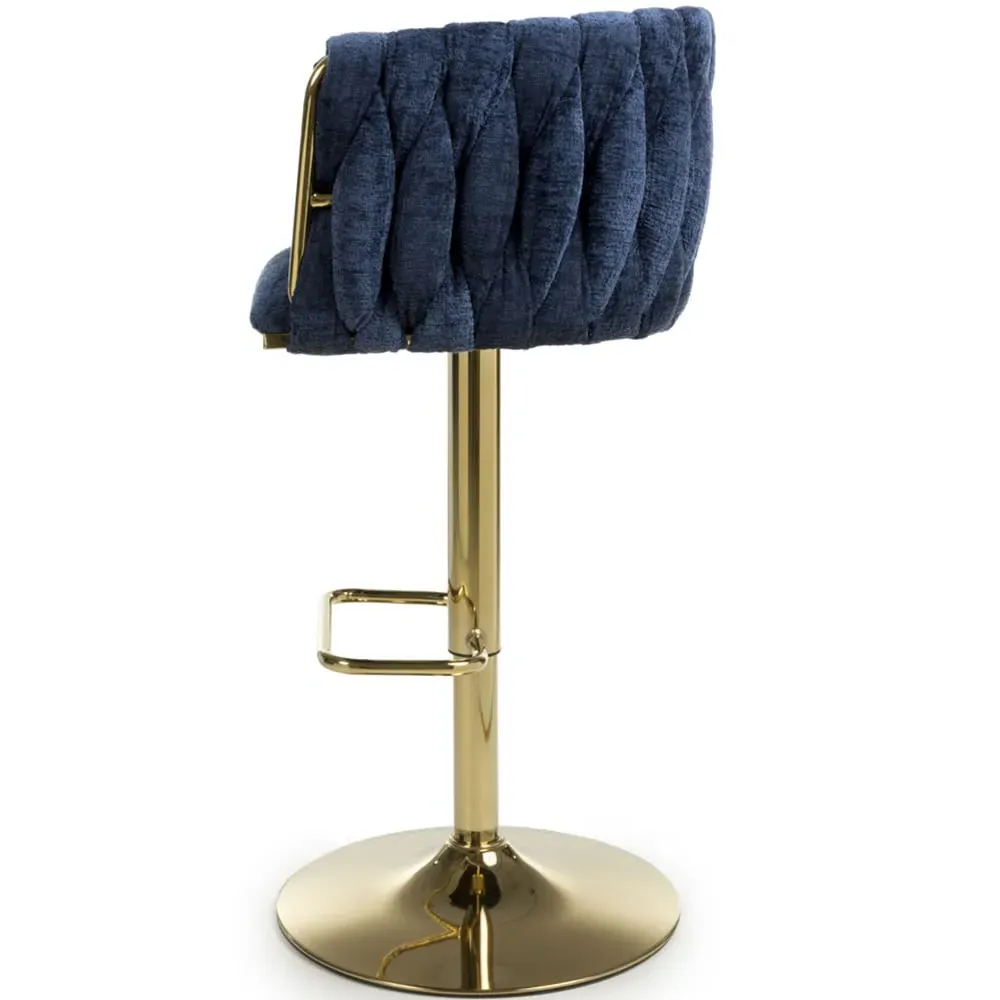Bellaire Textured Bar Stool with Armrests - Blue