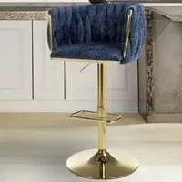 Bellaire Textured Bar Stool with Armrests - Blue