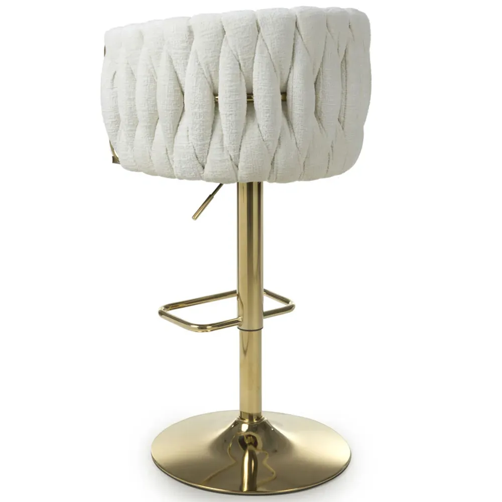 Bellaire Textured Bar Stool with Armrests - Cream