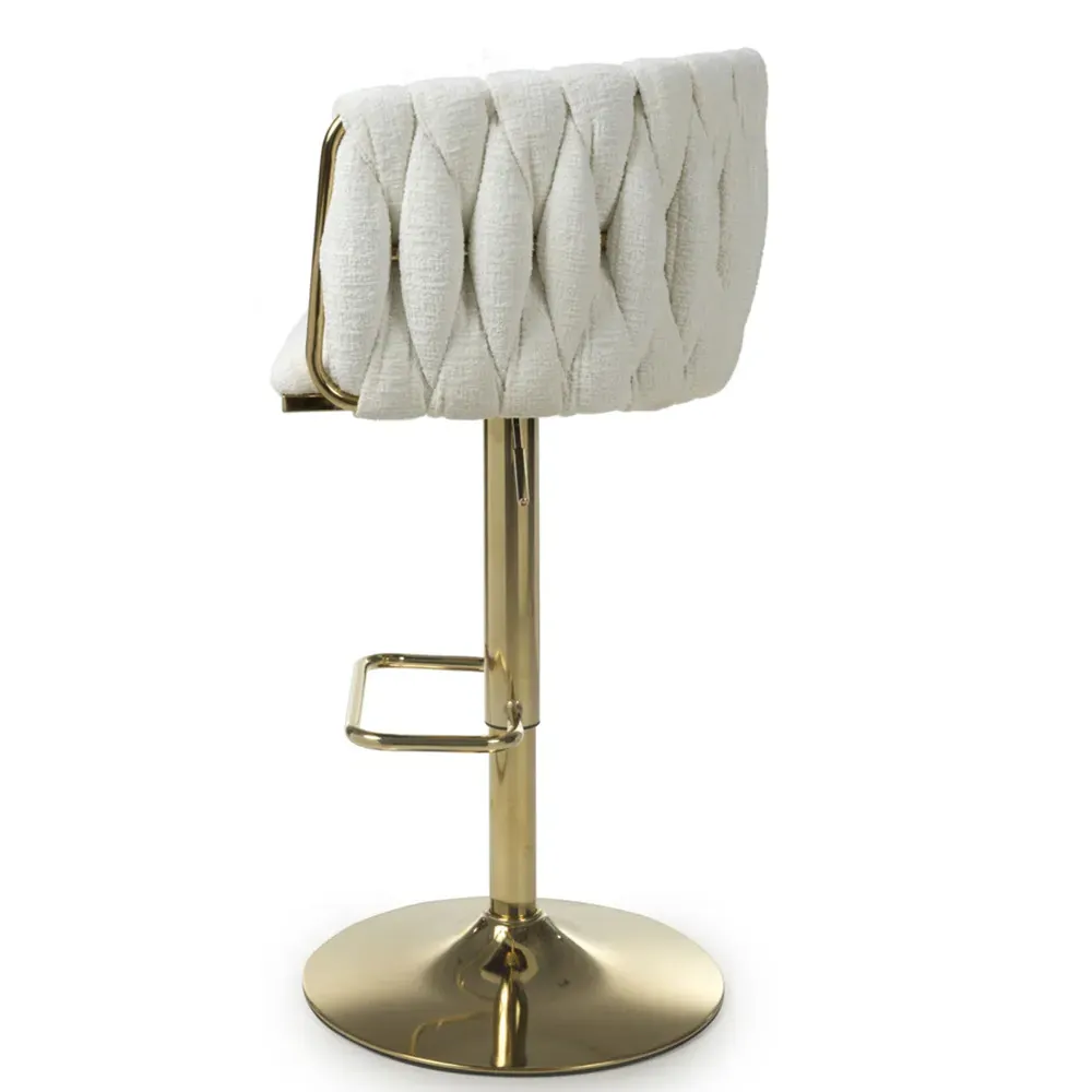 Bellaire Textured Bar Stool with Armrests - Cream