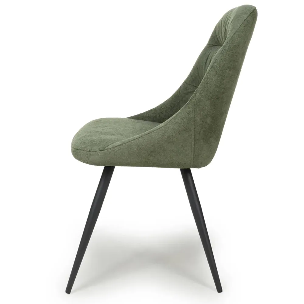 Cornith Set of 2 Dining Chairs - Green, Linen