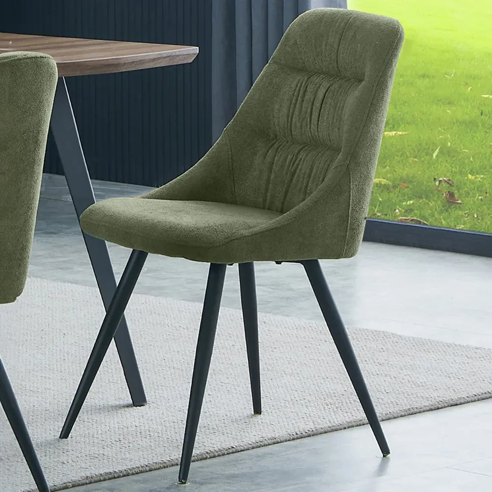 Cornith Set of 2 Dining Chairs - Green, Linen image