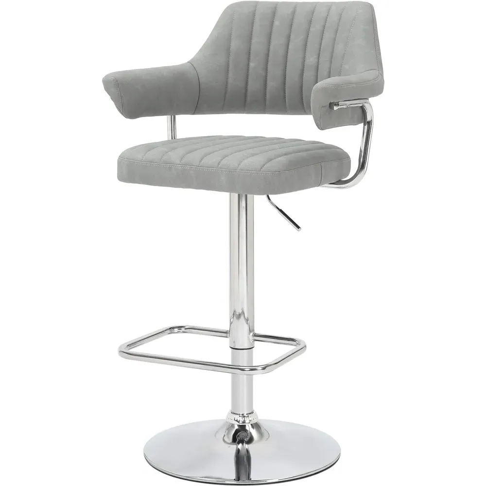 Cortez Bar Stool Set of 2 - Grey, Leather