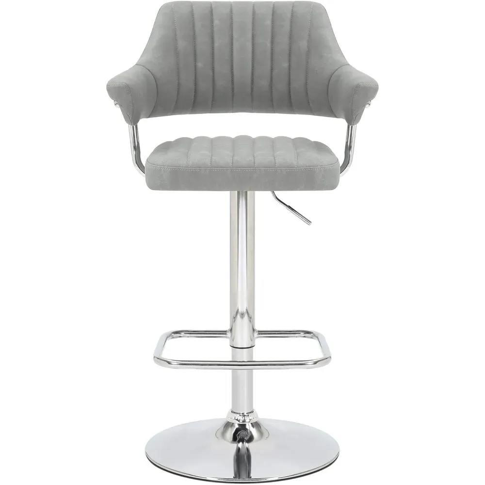 Cortez Bar Stool Set of 2 - Grey, Leather