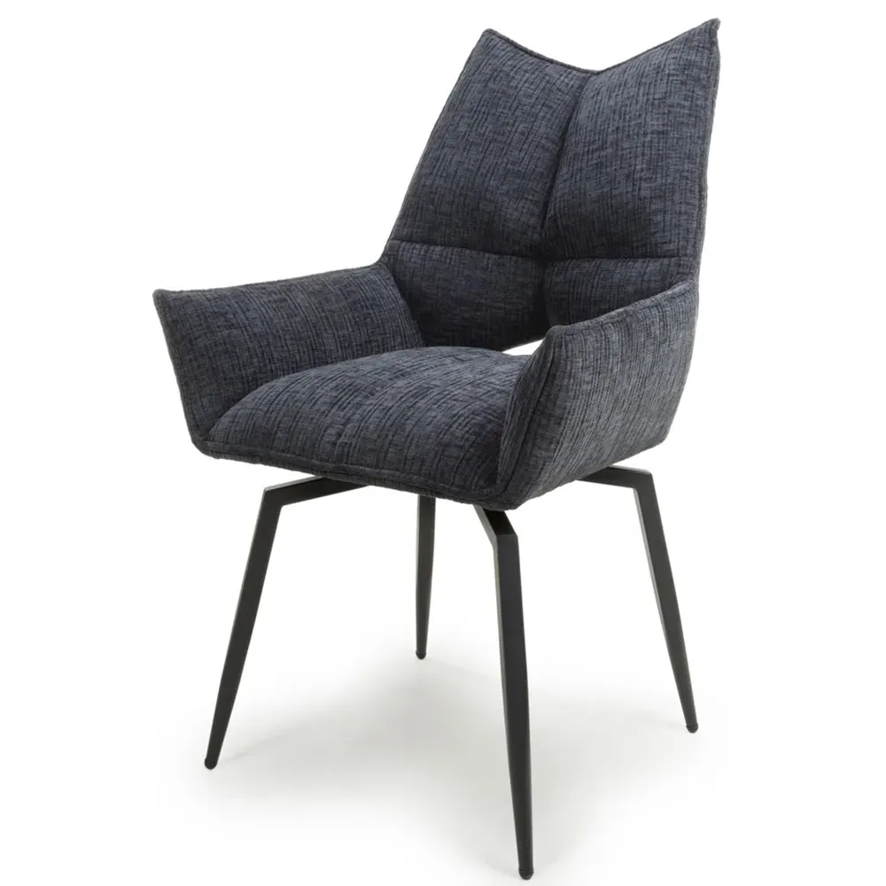 Dakar Set of 2 Swivel Dining Chairs - Charcoal
