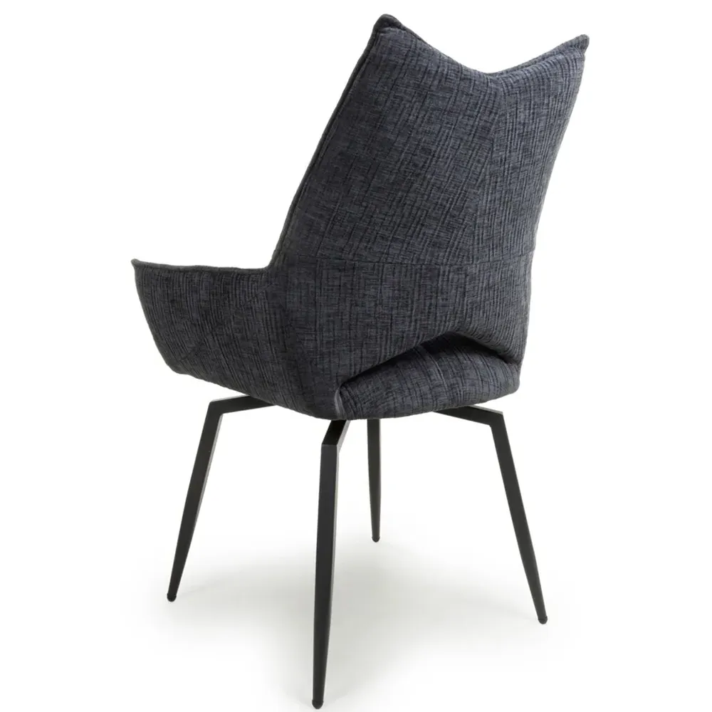 Dakar Set of 2 Swivel Dining Chairs - Charcoal