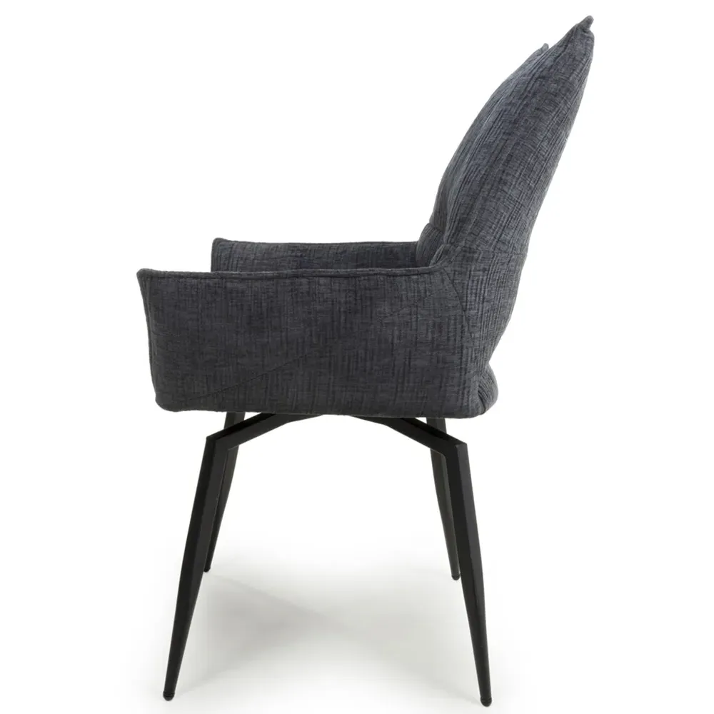 Dakar Set of 2 Swivel Dining Chairs - Charcoal
