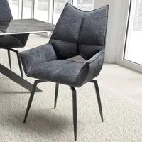 Dakar Set of 2 Swivel Dining Chairs - Charcoal