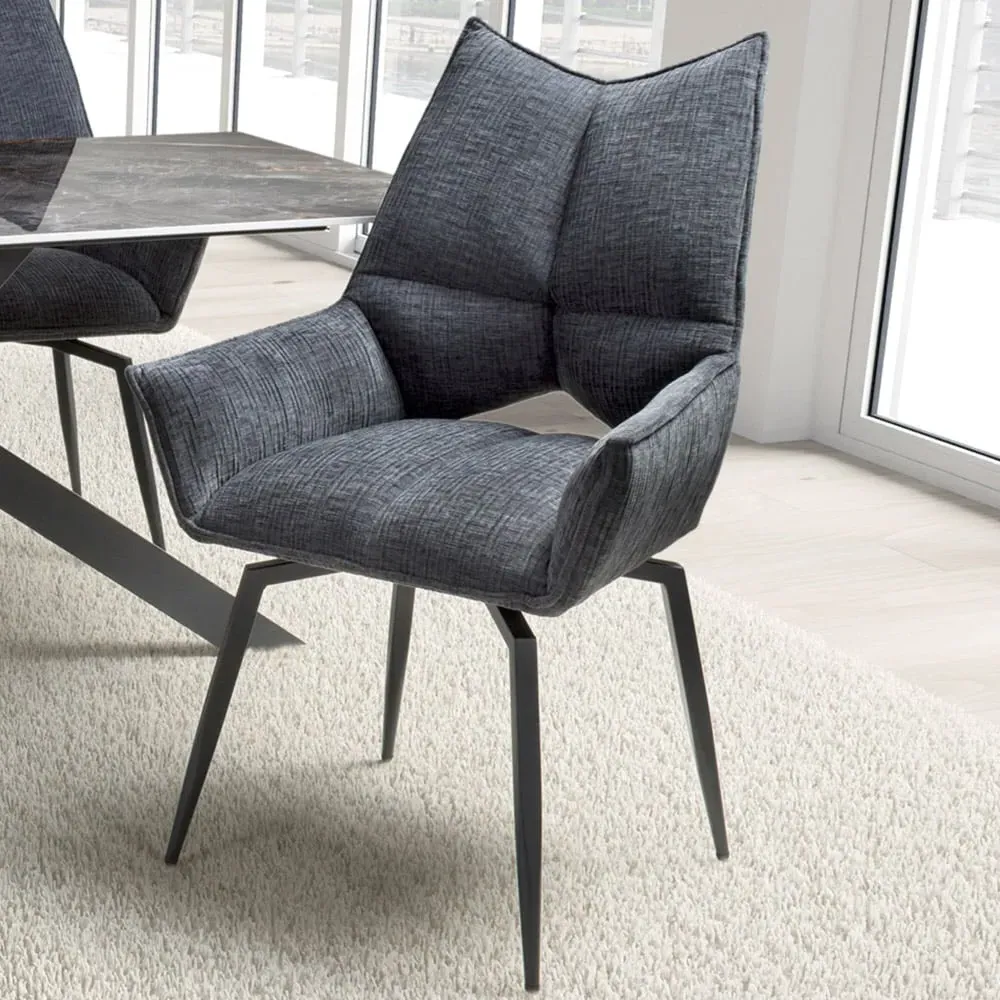 Dakar Set of 2 Swivel Dining Chairs - Charcoal
