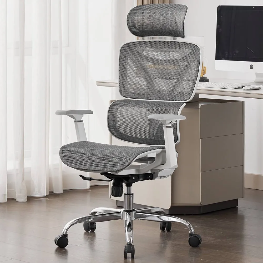 Elite Office Chair with Lumbar Support - Grey, Mesh
