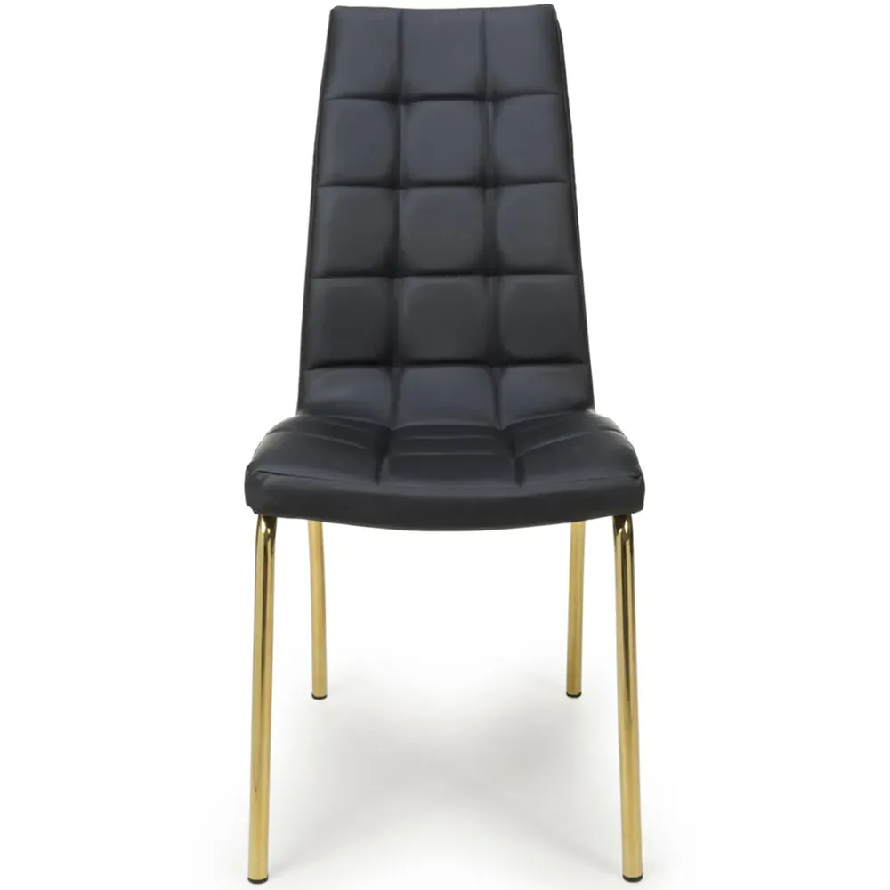 Jenner Set of 2 Dining Chairs - Black, Leather Effect