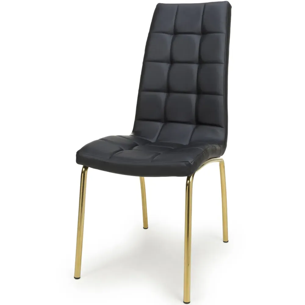Jenner Set of 2 Dining Chairs - Black, Leather Effect